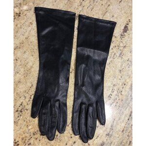 Vintage Womens Size XS-S 6 Black Nylon Formal 12" Long Gloves Fownes Sheen